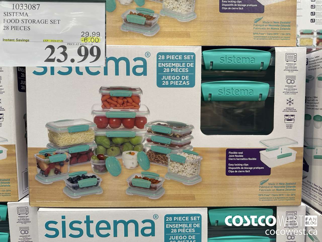 1033087 SISTEMA FOOD STORAGE SET 28 PIECE ($6.00 INSTANT SAVINGS EXPIRES ON 2024-07-28) $23.99
