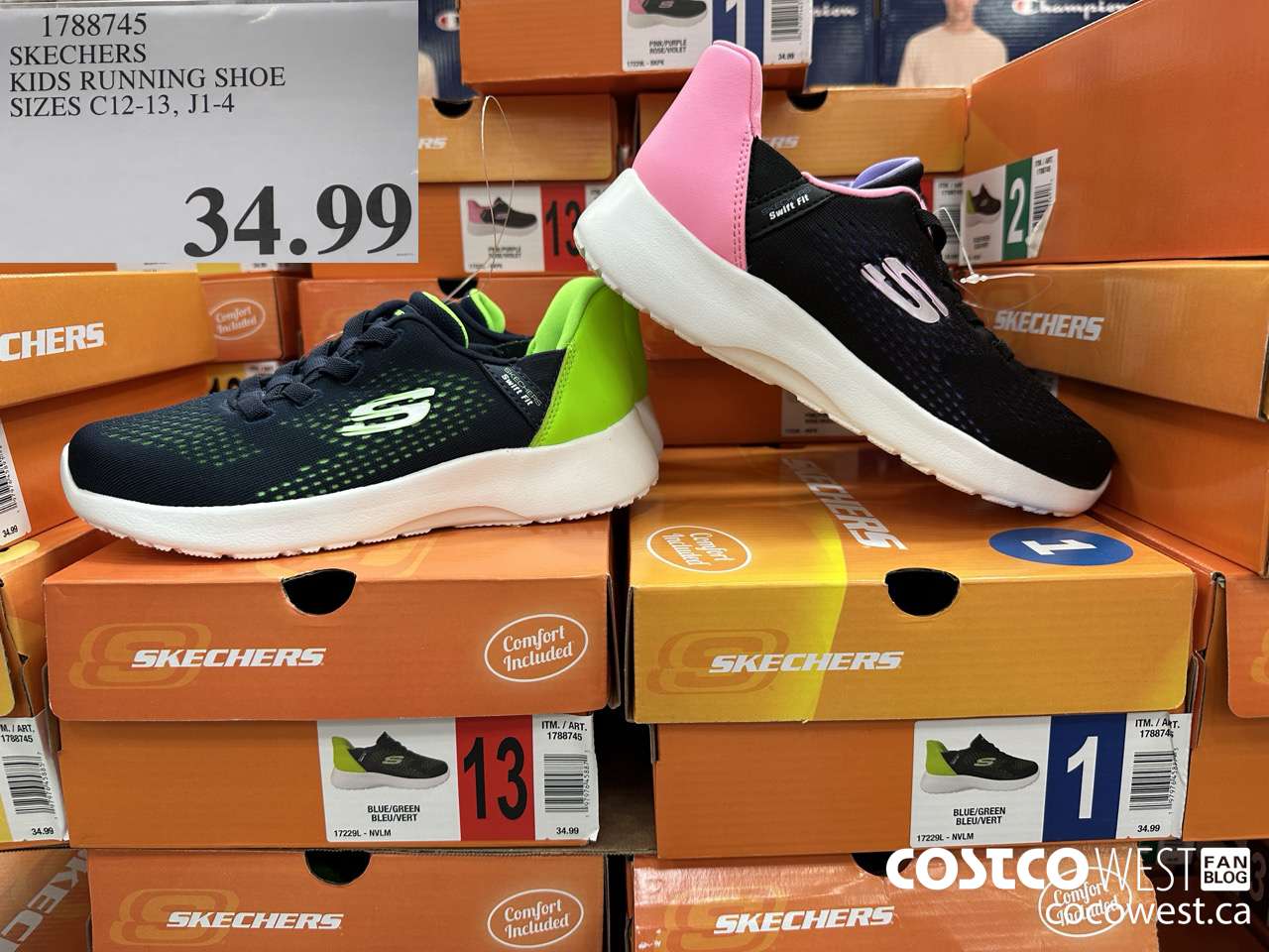 1788745 SKECHERS KIDS RUNNING SHOE SIZES C12-13, J1-4 $34.99