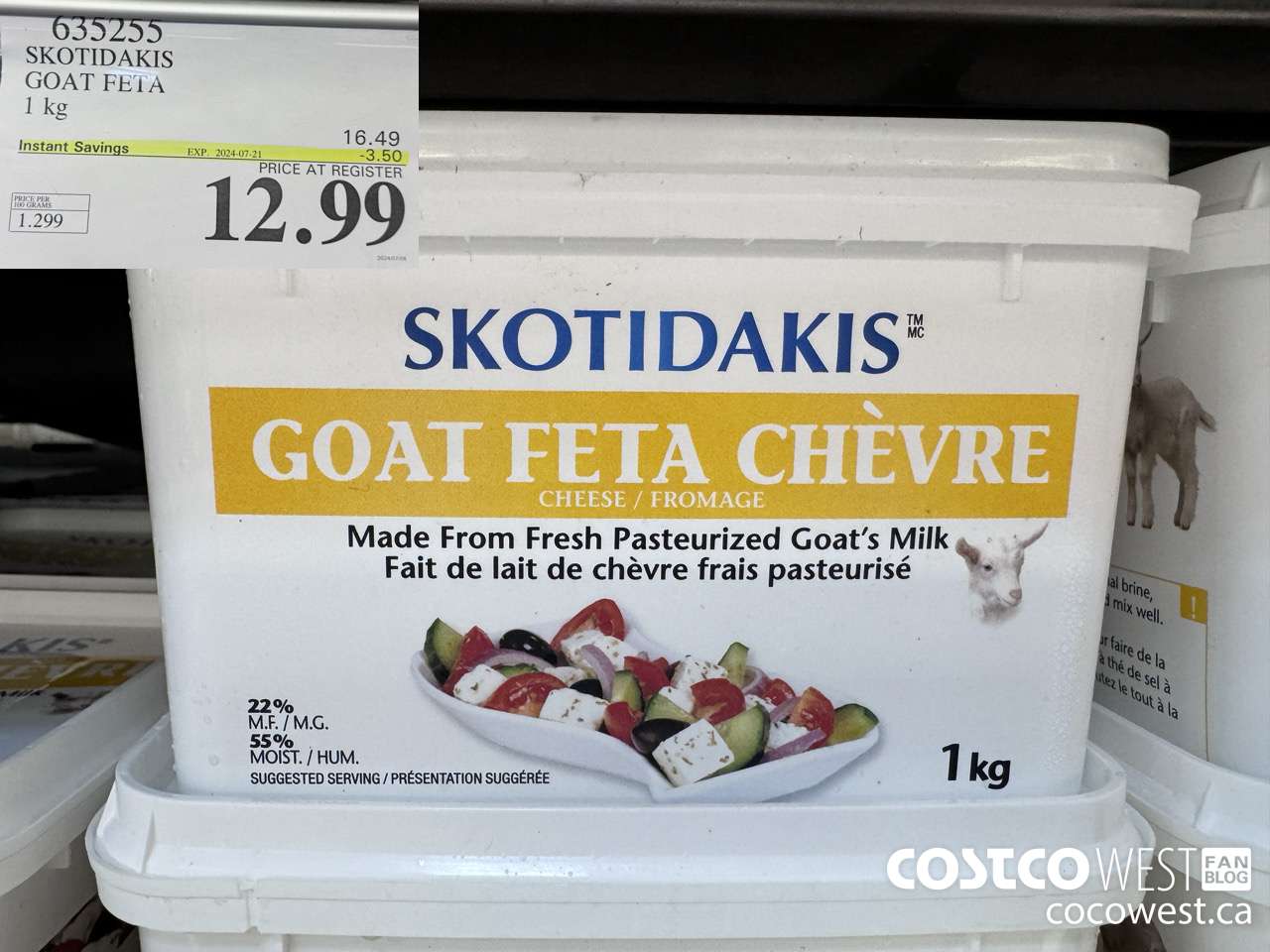 635255 SKOTIDAKIS GOAT FETA 1 kg ($3.50 INSTANT SAVINGS EXPIRES ON 2024-07-21) $12.99