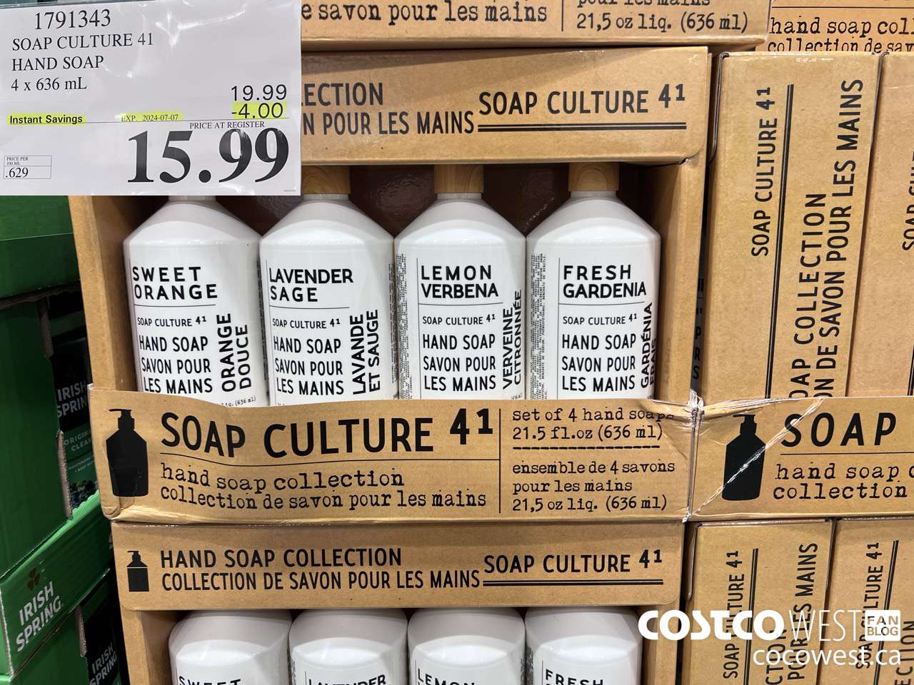 1791343 SOAP CULTURE 41 HAND SOAP 4 X 626ML ($4.00 INSTANT SAVINGS EXPIRES ON 2024-07-07) $15.99