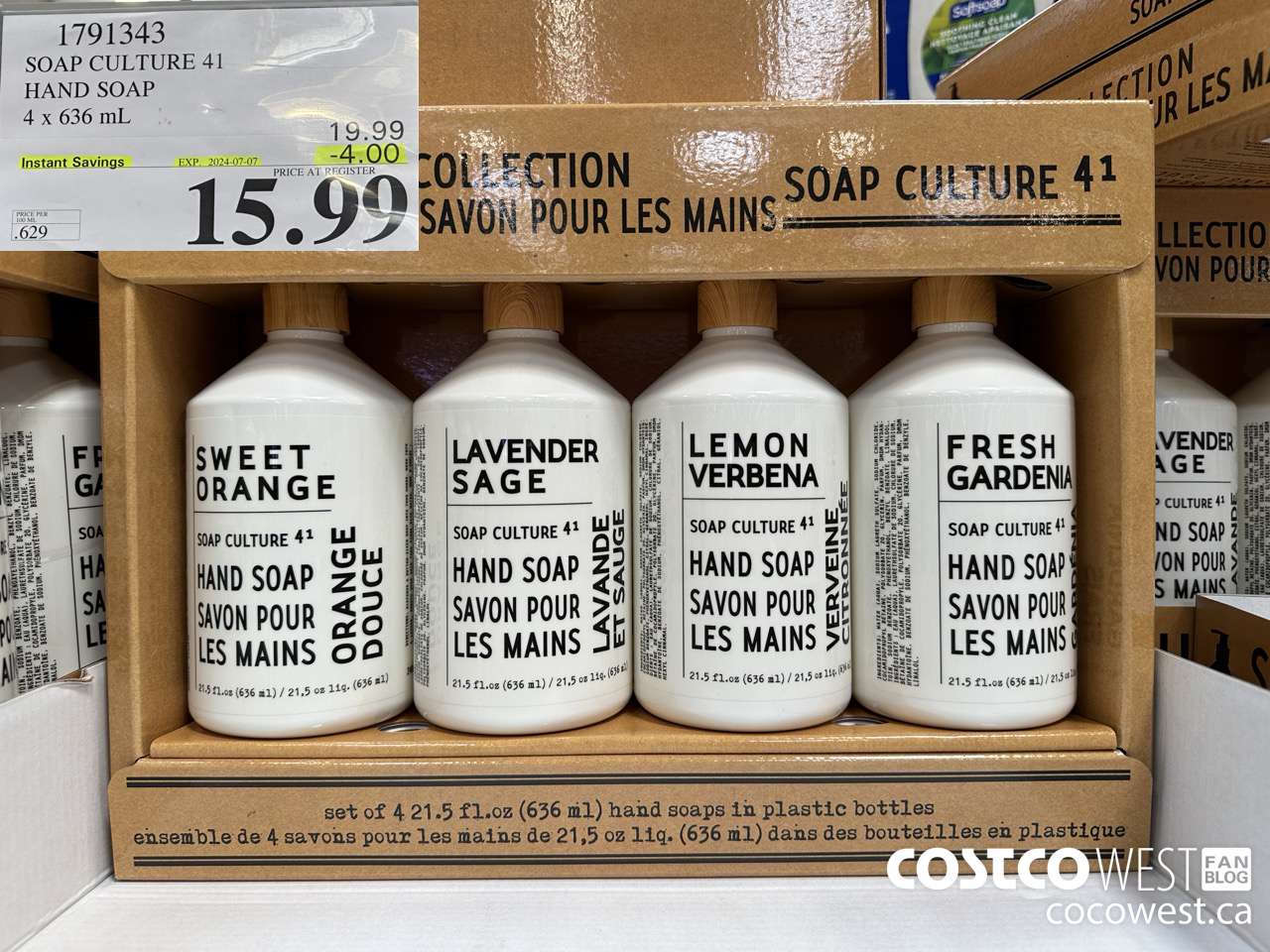 1791343 SOAP CULTURE 41 HAND SOAP 4 X 626ML ($4.00 INSTANT SAVINGS EXPIRES ON 2024-07-07) $15.99