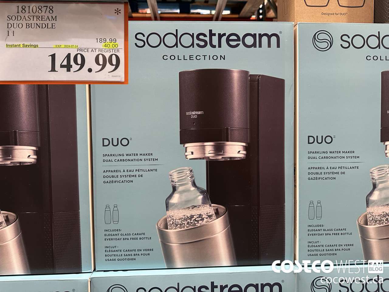 1810878 SODASTREAM DUO BUNDLE 11 ($40.00 INSTANT SAVINGS EXPIRES ON 2024-07-14) $149.99
