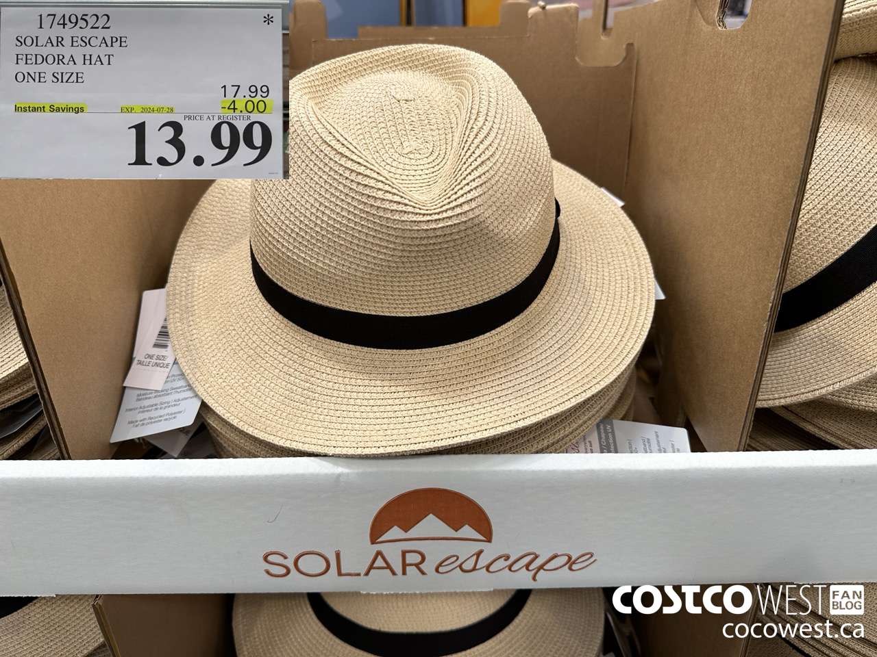 1749522 SOLAR ESCAPE FEDORA HAT ONE SIZE ($4.00 INSTANT SAVINGS EXPIRES ON 2024-07-28) $13.99