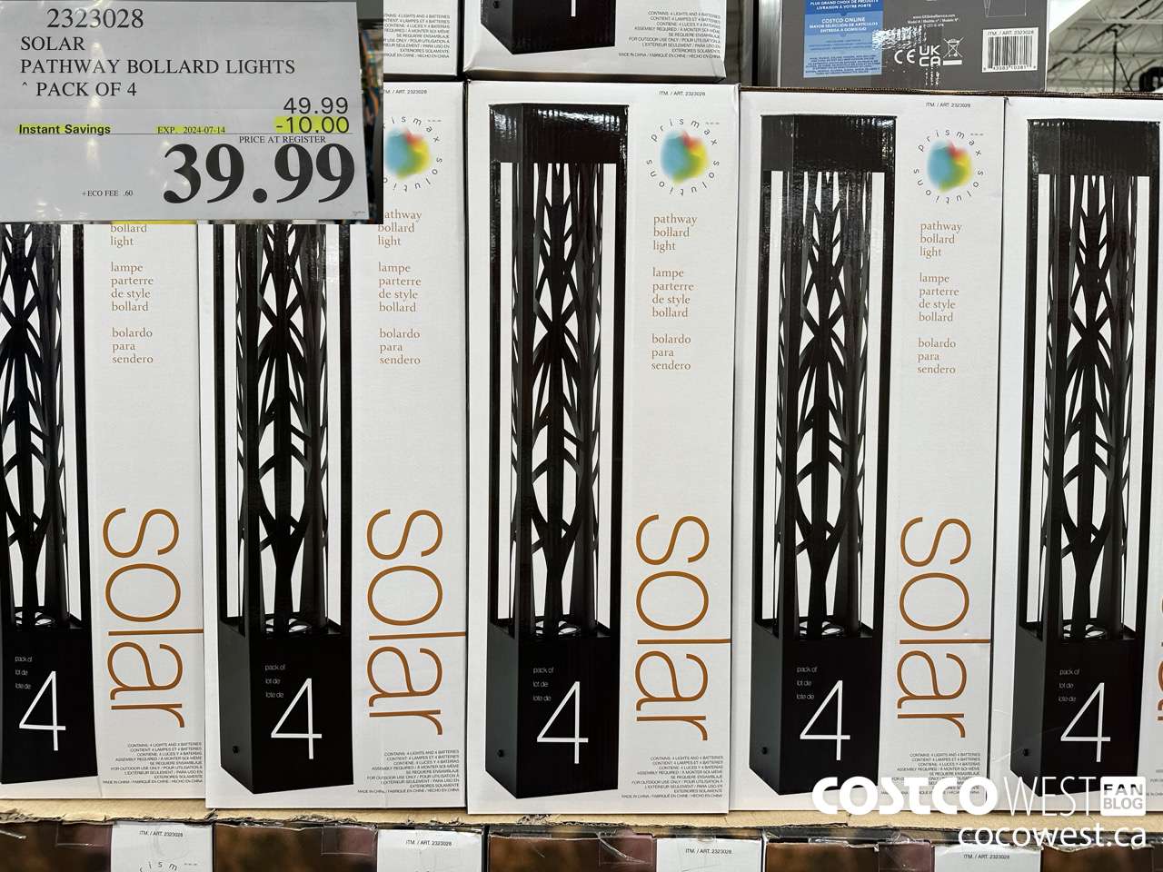 2323028 SOLAR PATHWAY BOLLARD LIGHTS PACK OF 4 ($10.00 INSTANT SAVINGS EXPIRES ON 2024-07-14) $39.99