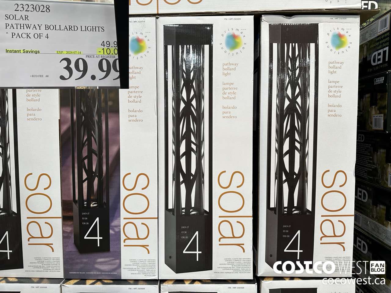 2323028 SOLAR PATHWAY BOLLARD LIGHTS PACK OF 4 ($10.00 INSTANT SAVINGS EXPIRES ON 2024-07-14) $39.99