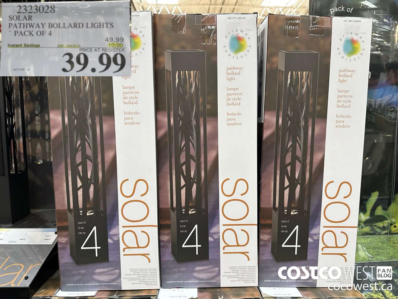 2323028 SOLAR PATHWAY BOLLARD LIGHTS PACK OF 4 ($10.00 INSTANT SAVINGS EXPIRES ON 2024-07-14) $39.99