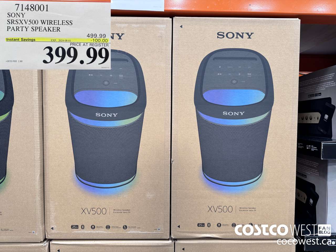 7148001 SONY SRSXV500 WIRELESS PARTY SPEAKER ($100.00 INSTANT SAVINGS EXPIRES ON 2024-08-01) $399.99