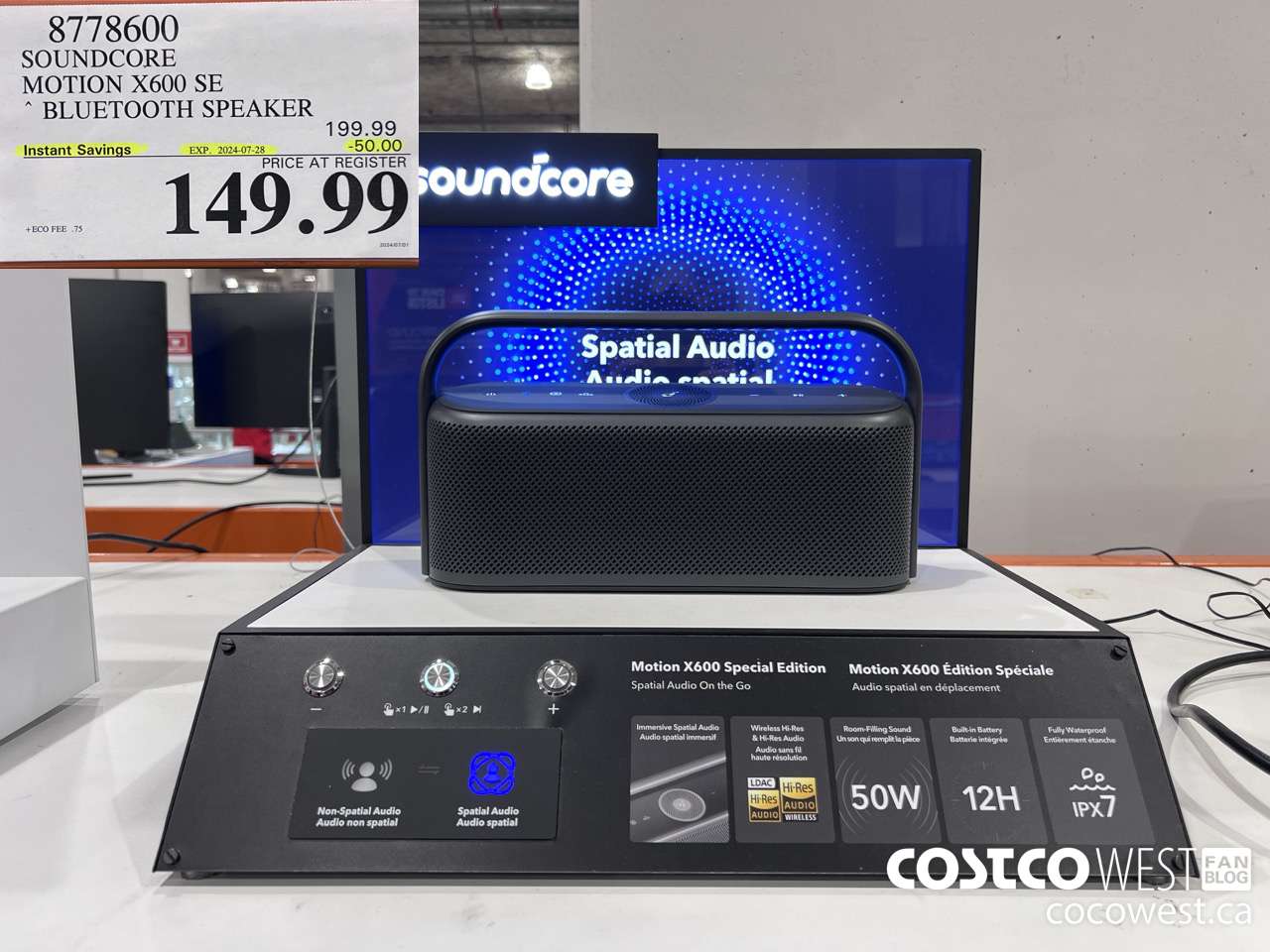 8778600 SOUNDCORE MOTION X600 SE BLUETOOTH SPEAKER ($50.00 INSTANT SAVINGS EXPIRES ON 2024-07-28) $149.99