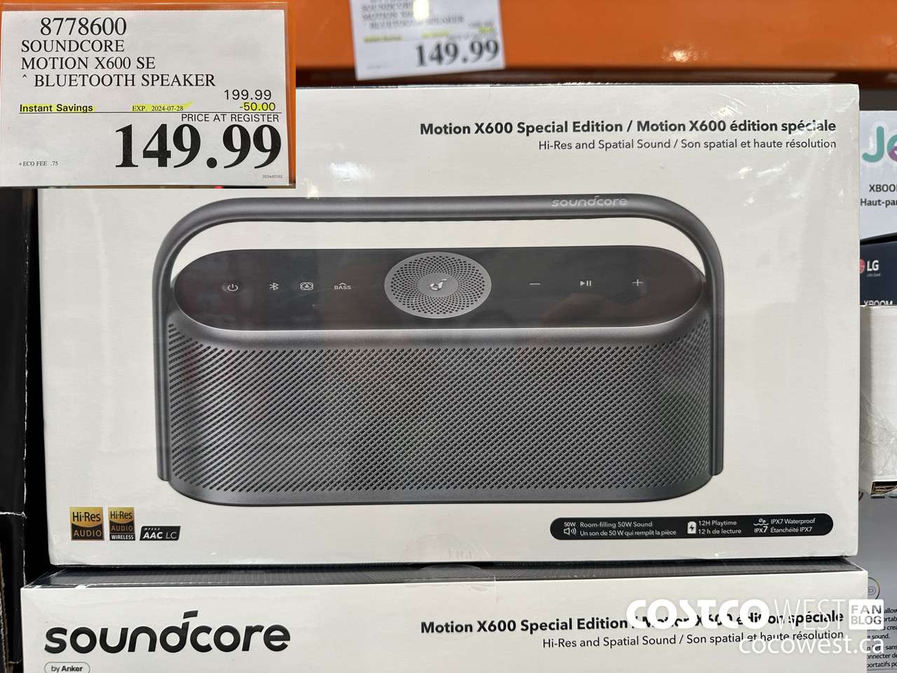 8778600 SOUNDCORE MOTION X600 SE BLUETOOTH SPEAKER ($50.00 INSTANT SAVINGS EXPIRES ON 2024-07-28) $149.99
