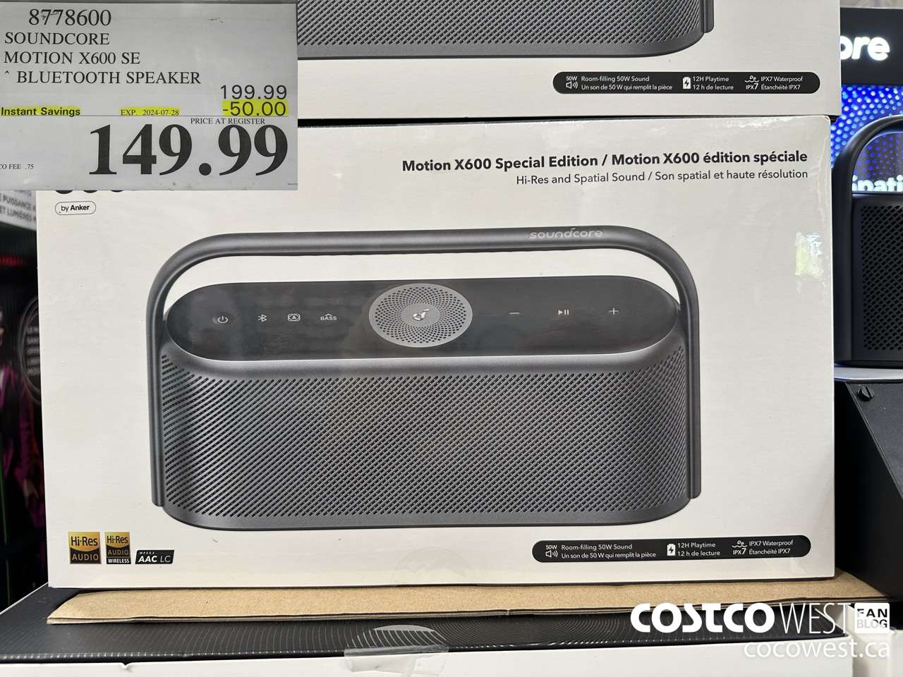 8778600 SOUNDCORE MOTION X600 SE BLUETOOTH SPEAKER ($50.00 INSTANT SAVINGS EXPIRES ON 2024-07-28) $149.99