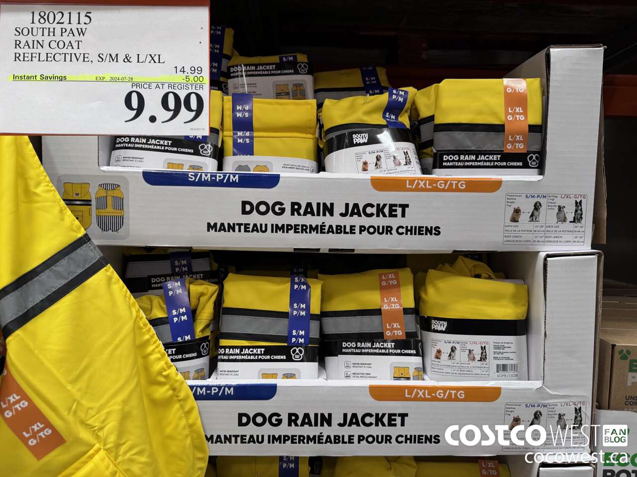 1802115 SOUTH PAW RAIN COAT REFLECTIVE S/M & L/XL ($5.00 INSTANT SAVINGS EXPIRES ON 2024-07-28) $9.99