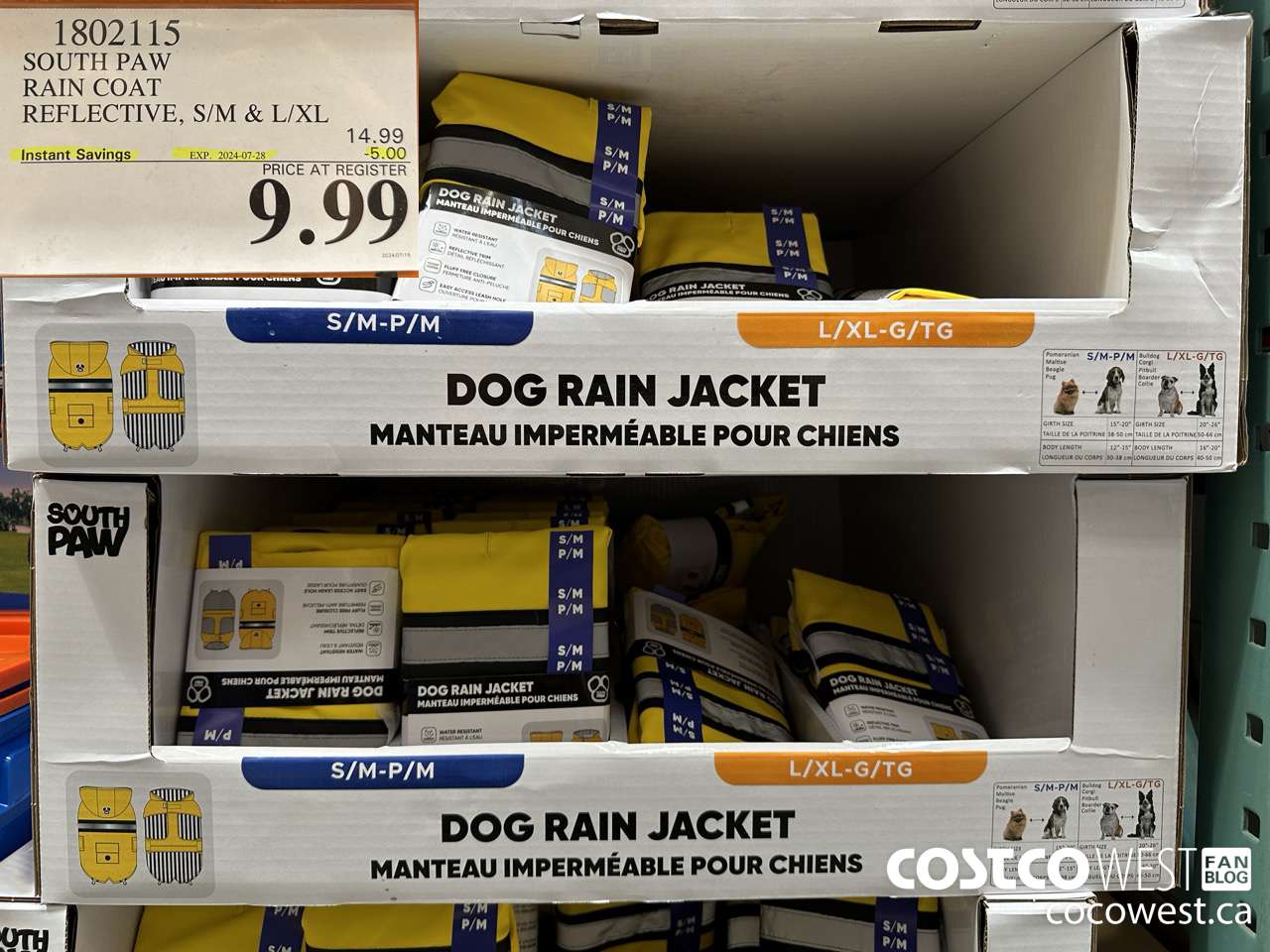 1802115 SOUTH PAW RAIN COAT REFLECTIVE S/M & L/XL ($5.00 INSTANT SAVINGS EXPIRES ON 2024-07-28) $9.99