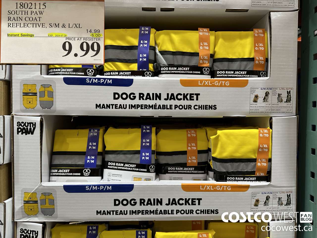 1802115 SOUTH PAW RAIN COAT REFLECTIVE S/M & L/XL ($5.00 INSTANT SAVINGS EXPIRES ON 2024-07-28) $9.99