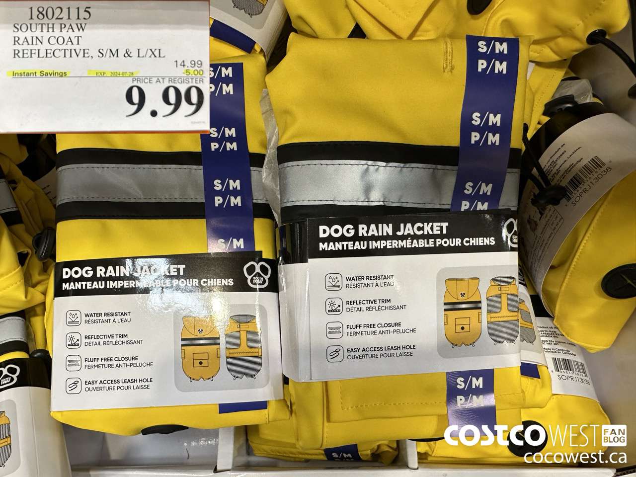 1802115 SOUTH PAW RAIN COAT REFLECTIVE S/M & L/XL ($5.00 INSTANT SAVINGS EXPIRES ON 2024-07-28) $9.99