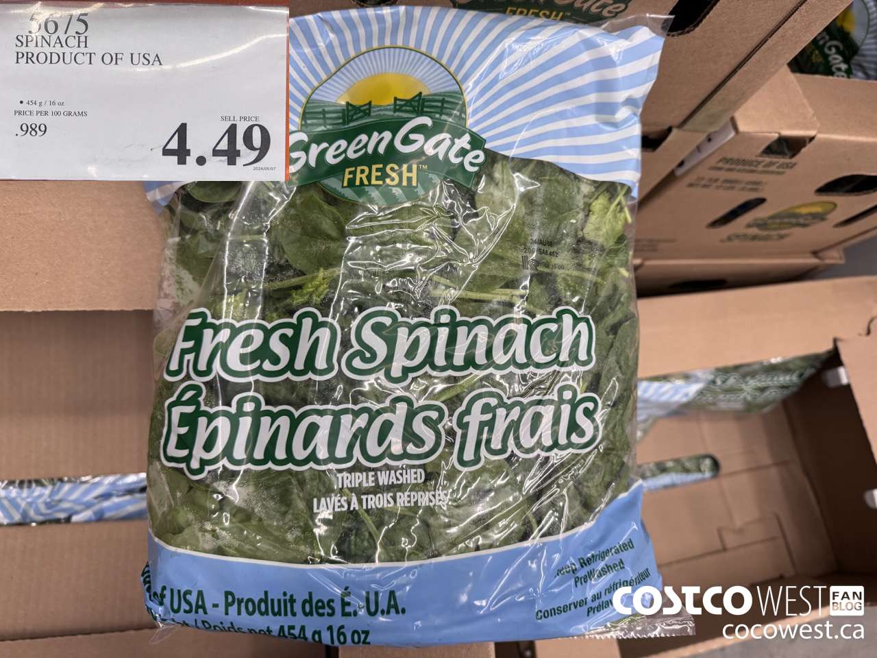5675 SPINACH PRODUCT OF USA $4.49