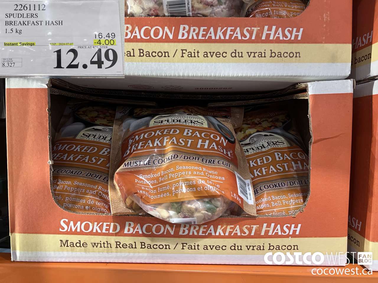 2261112 SPUDLERS BREAKFAST HASH 1.5 KG ($4.00 INSTANT SAVINGS EXPIRES ON 2024-07-07) $12.49