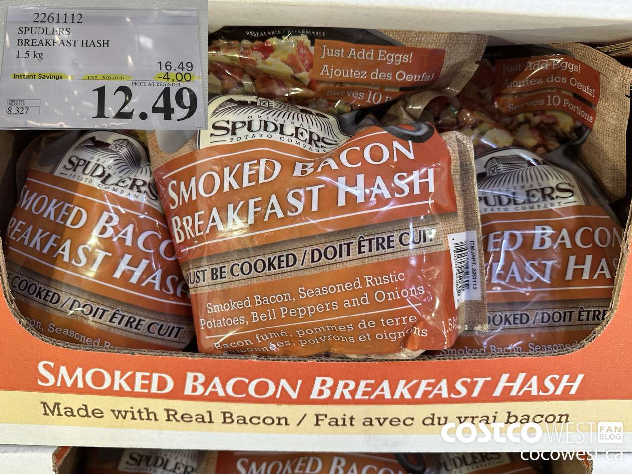 2261112 SPUDLERS BREAKFAST HASH 1.5 KG ($4.00 INSTANT SAVINGS EXPIRES ON 2024-07-07) $12.49