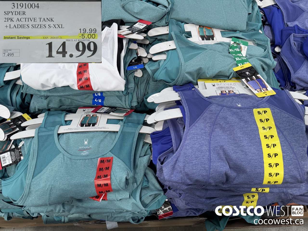 3191004 SPYDER 2PK ACTIVE TANK LADIES SIZES S-XXL ($5.00 INSTANT SAVINGS EXPIRES ON 2024-07-21) $14.99