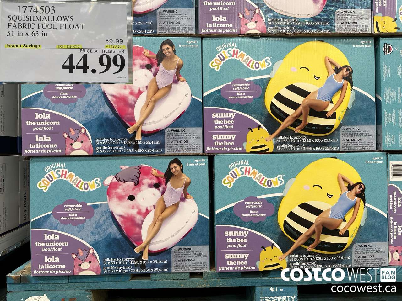 1774503 SQUISHMALLOWS FABRIC POOL FLOAT 51 IN X 63 IN ($15.00 INSTANT SAVINGS EXPIRES ON 2024-07-21) $44.99