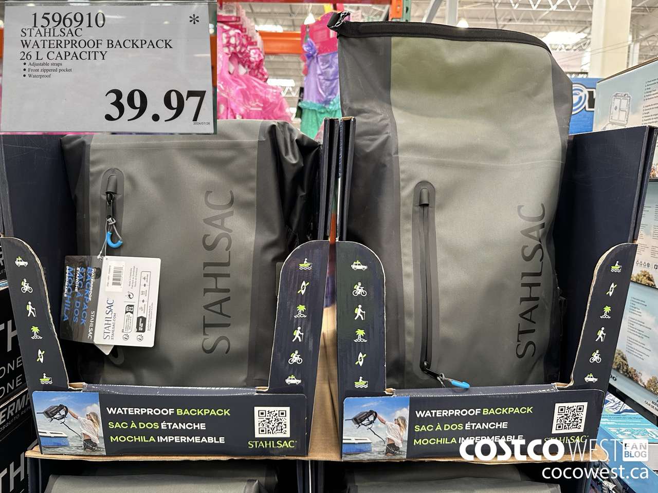 1596910 STAHLSAC WATERPROOF BACKPACK 26 L CAPACITY $39.97