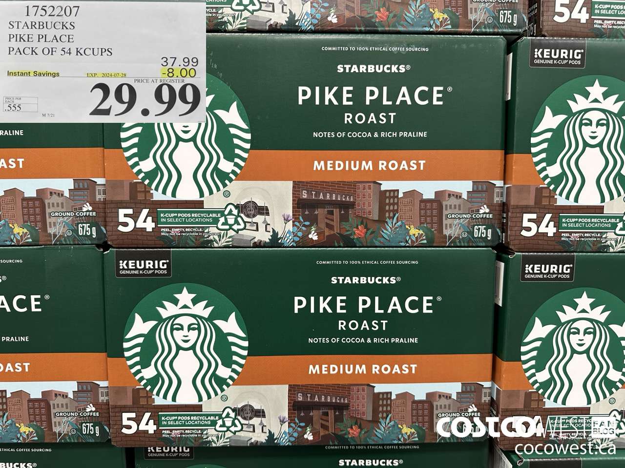 1752207 STARBUCKS PIKE PLACE PACK OF 54 KCUPS  ($8.00 INSTANT SAVINGS EXPIRES ON 2024-07-28) $29.99