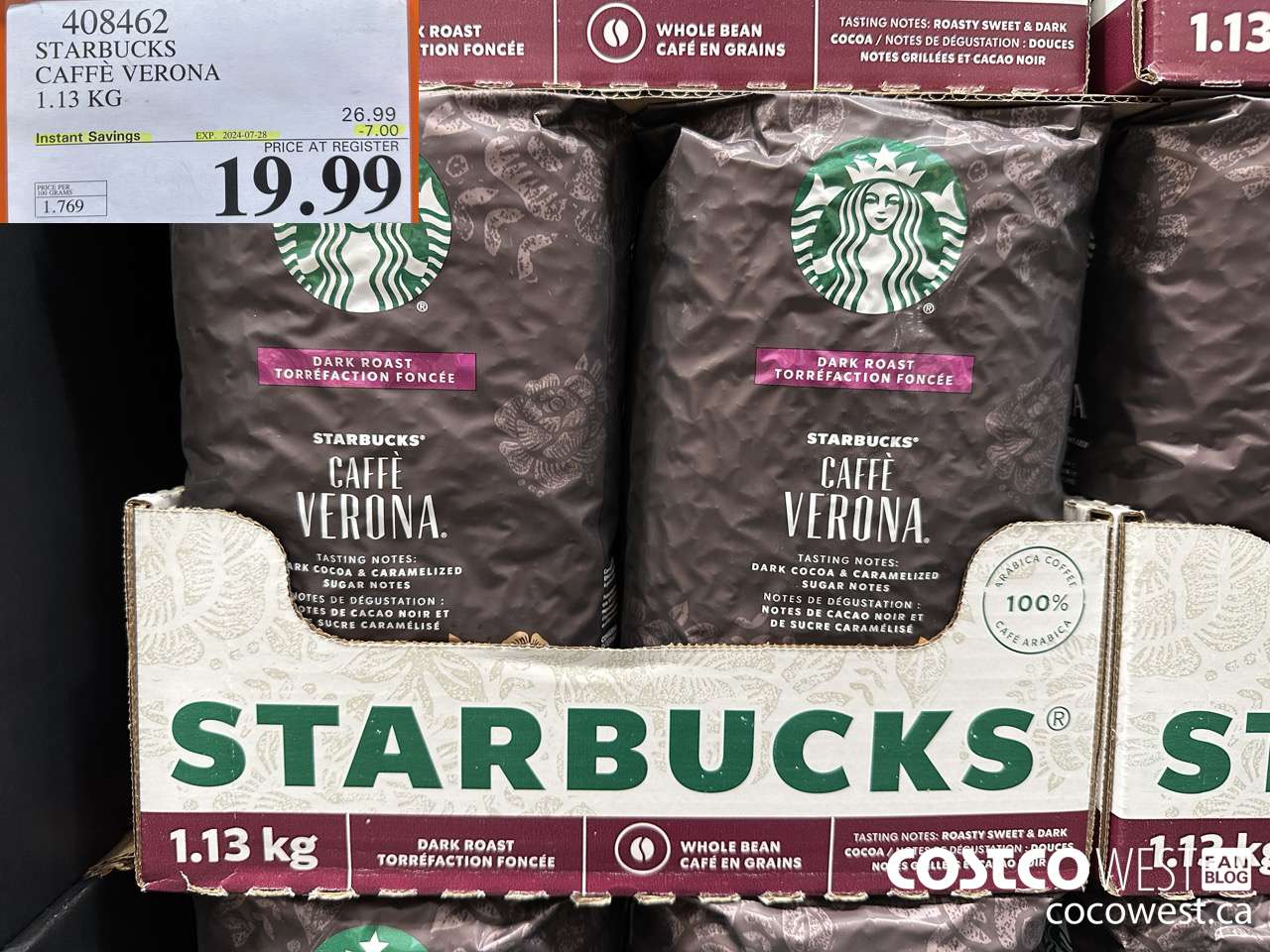 408462 STARBUCKS VERONA 1.13 KG ($7.00 INSTANT SAVINGS EXPIRES ON 2024-07-28) $19.99