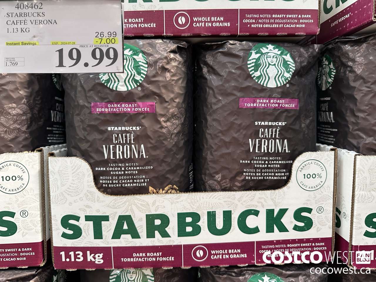 408462 STARBUCKS VERONA 1.13 KG ($7.00 INSTANT SAVINGS EXPIRES ON 2024-07-28) $19.99