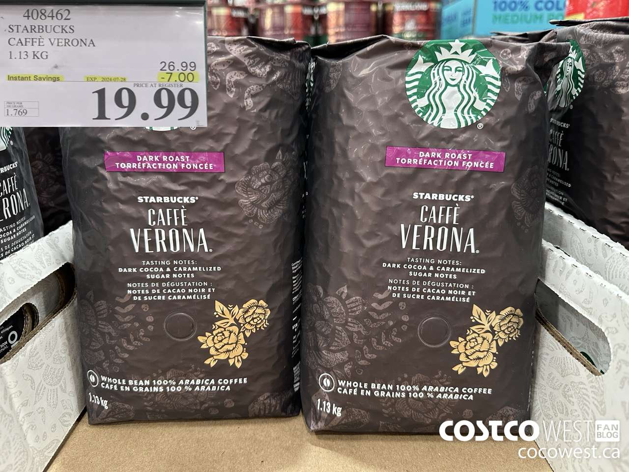 408462 STARBUCKS VERONA 1.13 KG ($7.00 INSTANT SAVINGS EXPIRES ON 2024-07-28) $19.99