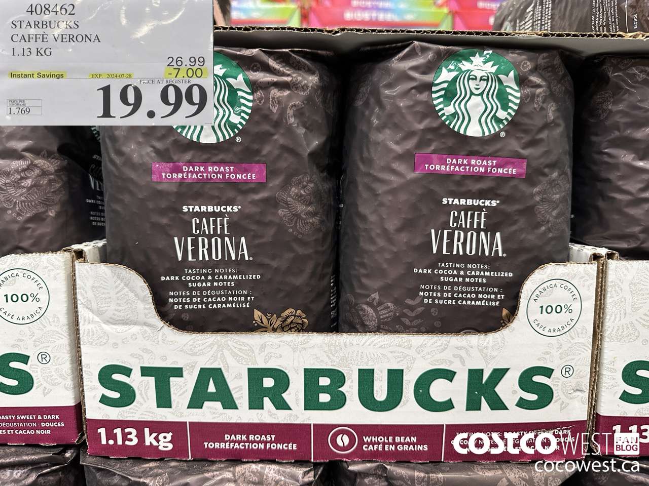 408462 STARBUCKS VERONA 1.13 KG ($7.00 INSTANT SAVINGS EXPIRES ON 2024-07-28) $19.99