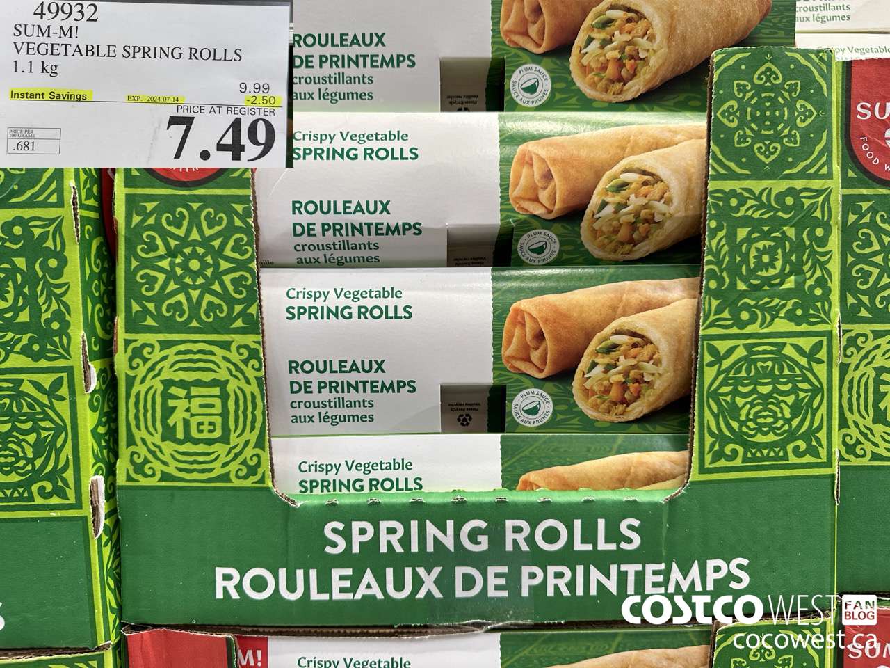49932 SUM-M! VEGETABLE SPRING ROLL 1 kg ($2.50 INSTANT SAVINGS EXPIRES ON 2024-07-14) $7.49