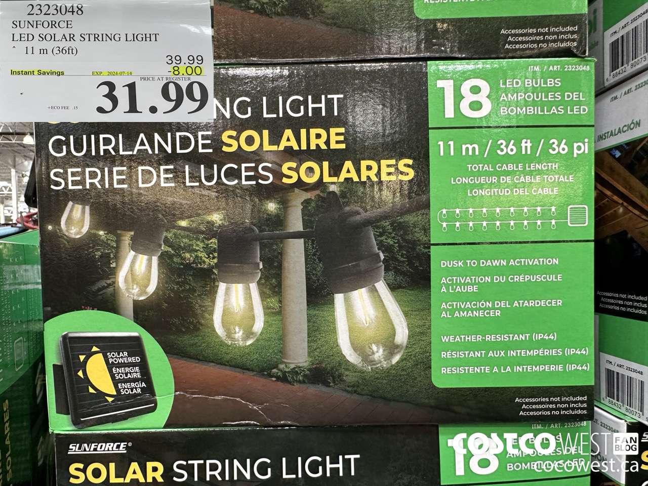 2323048 SUNFORCE LED SOLAR STRING LIGHT 11M (36FT) ($8.00 INSTANT SAVINGS EXPIRES ON 2024-07-14) $31.99