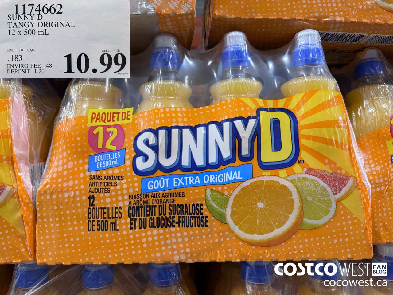 1174662 SUNNY D TANGY ORIGINAL 12 X 500ML $10.99