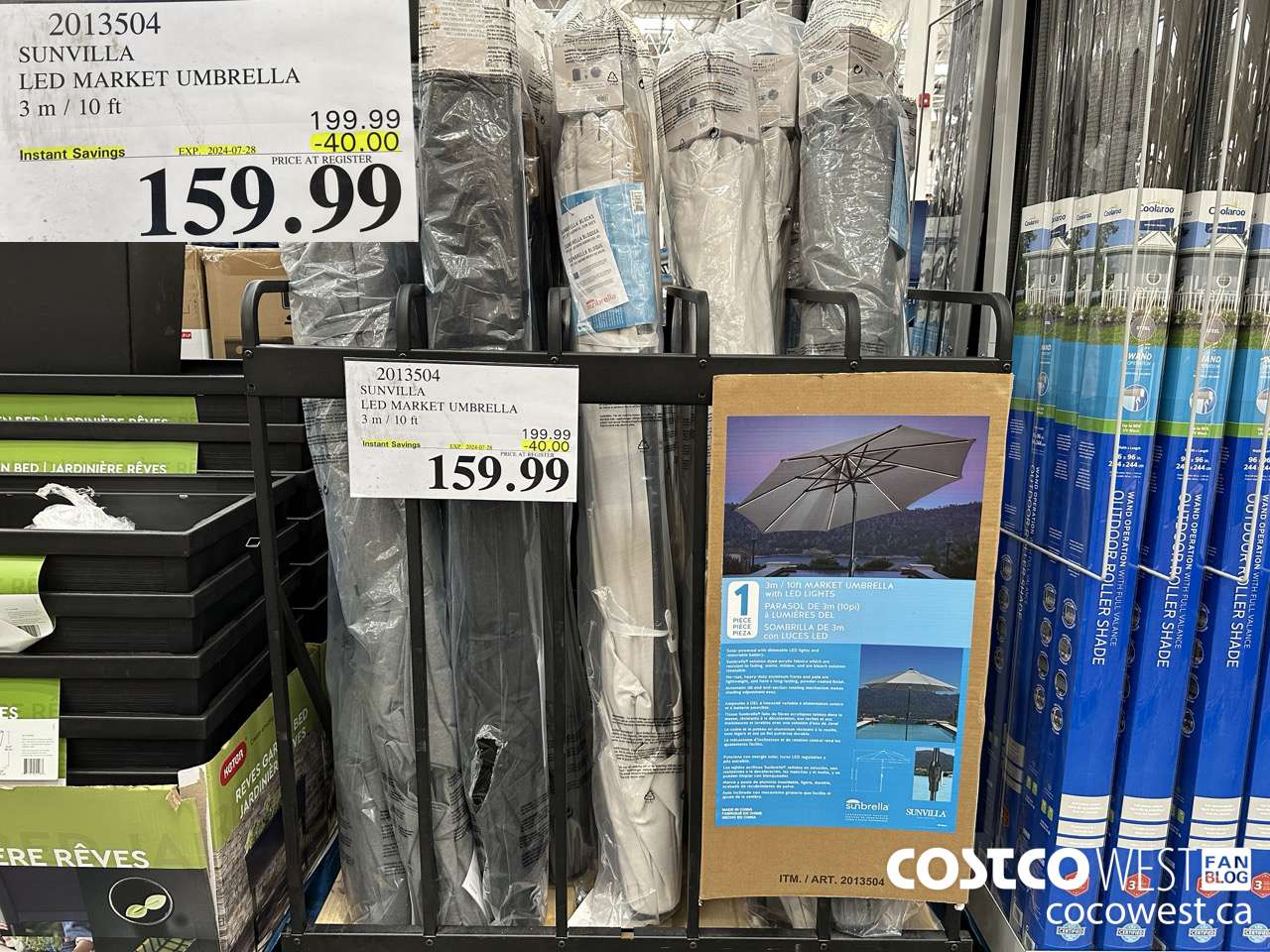 2013504 SUNVILLA LED MARKET UMBRELLA 3M / 10FT ($40.00 INSTANT SAVINGS EXPIRES ON 2024-07-28) $159.99