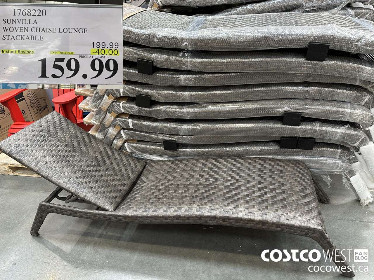 1768220 SUNVILLA WOVEN CHAISE LOUNGE STACKABLE ($40.00 INSTANT SAVINGS EXPIRES ON 2024-07-07) $159.99