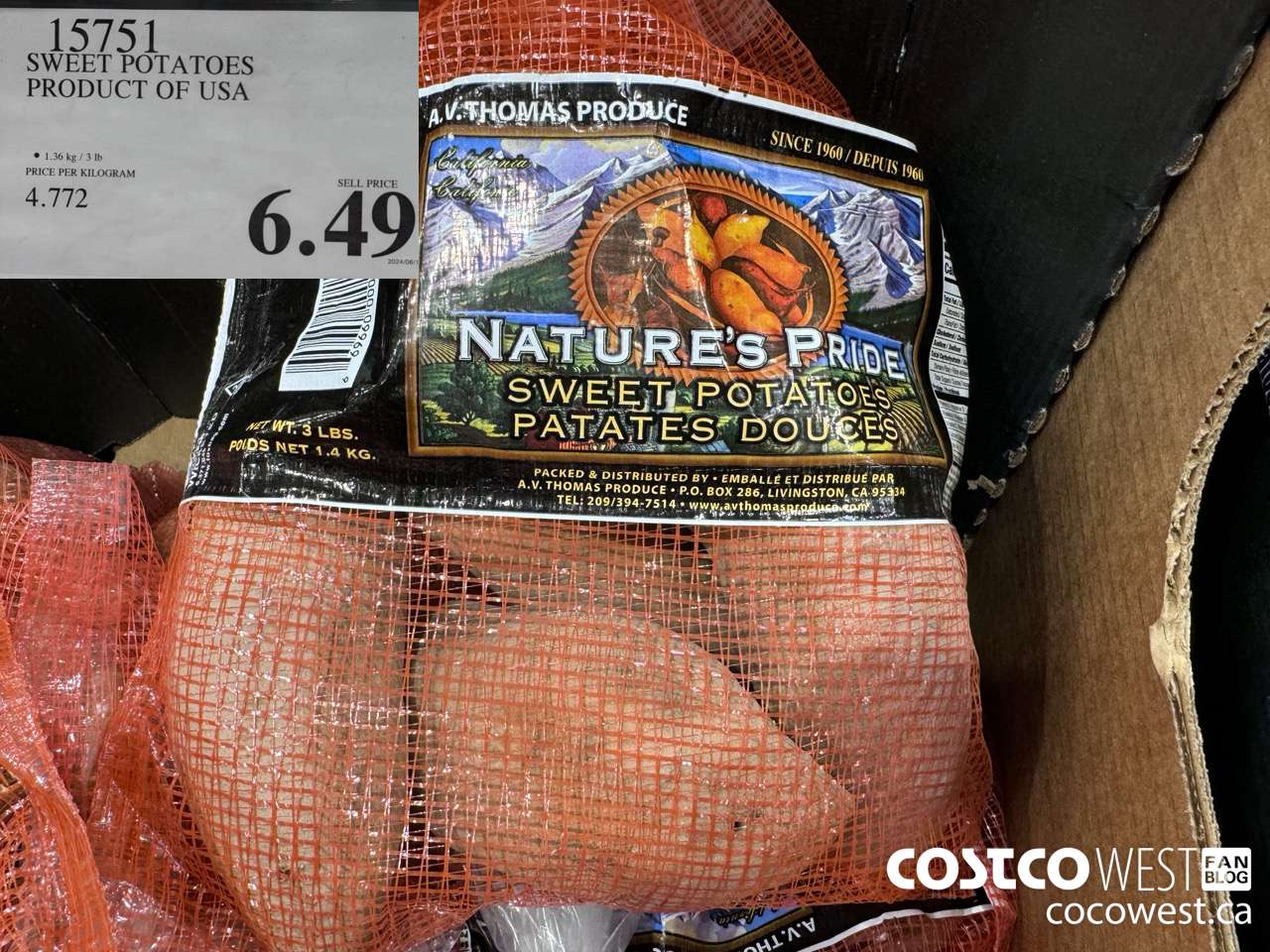 15751 SWEET POTATOES PRODUCT OF USA $6.49