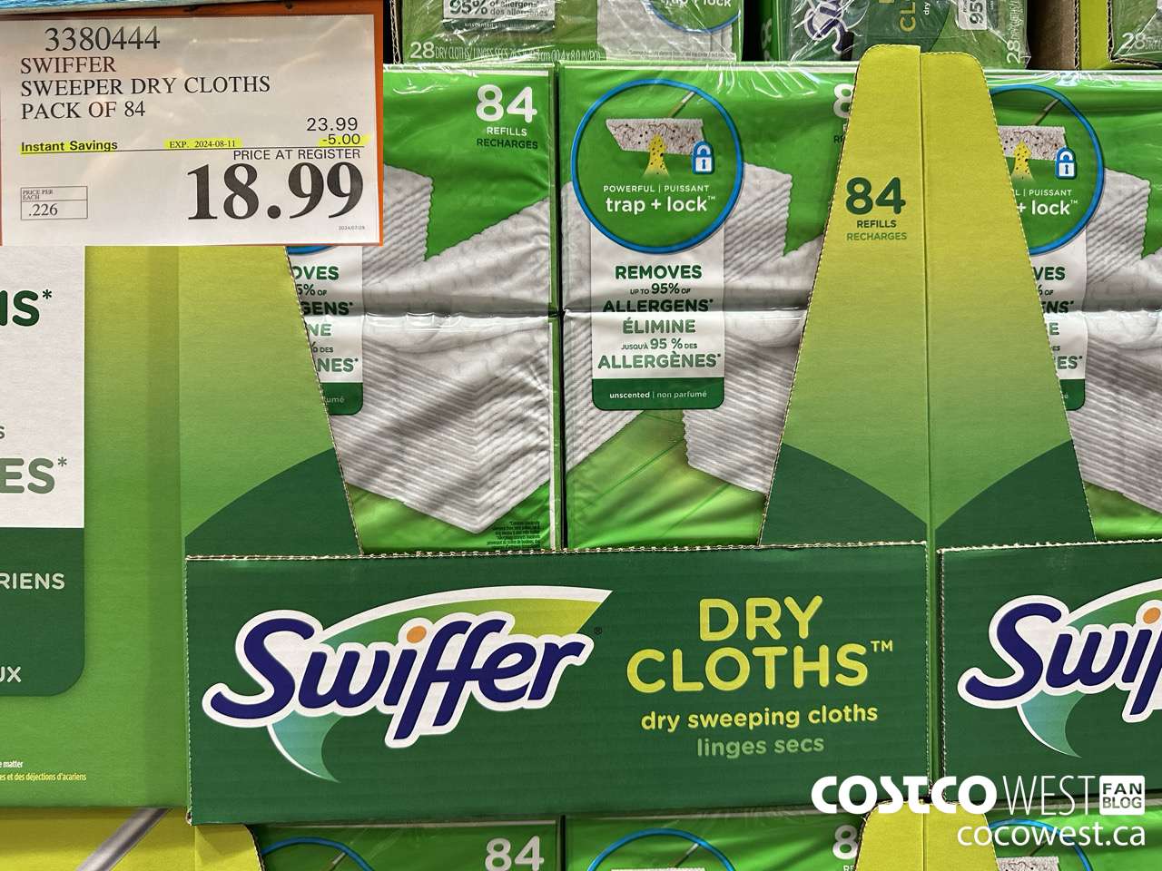3380444 SWIFFER SWEEPER DRY CLOTHS PACK OF 84 ($5.00 INSTANT SAVINGS EXPIRES ON 2024-08-11) $18.99