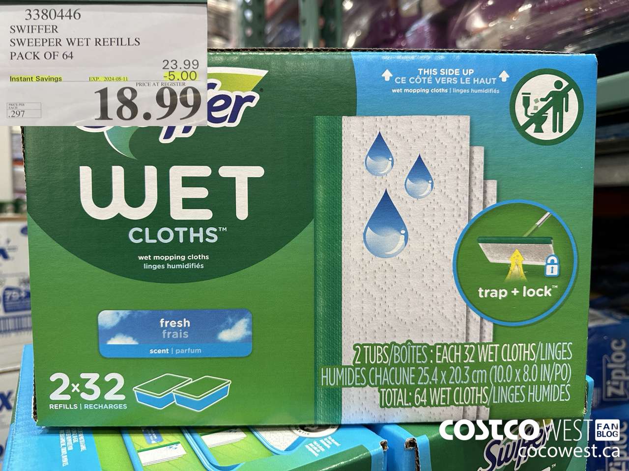 3380446 SWIFFER SWEEPER WET REFILLS PACK OF 64 ($5.00 INSTANT SAVINGS EXPIRES ON 2024-08-11) $18.99