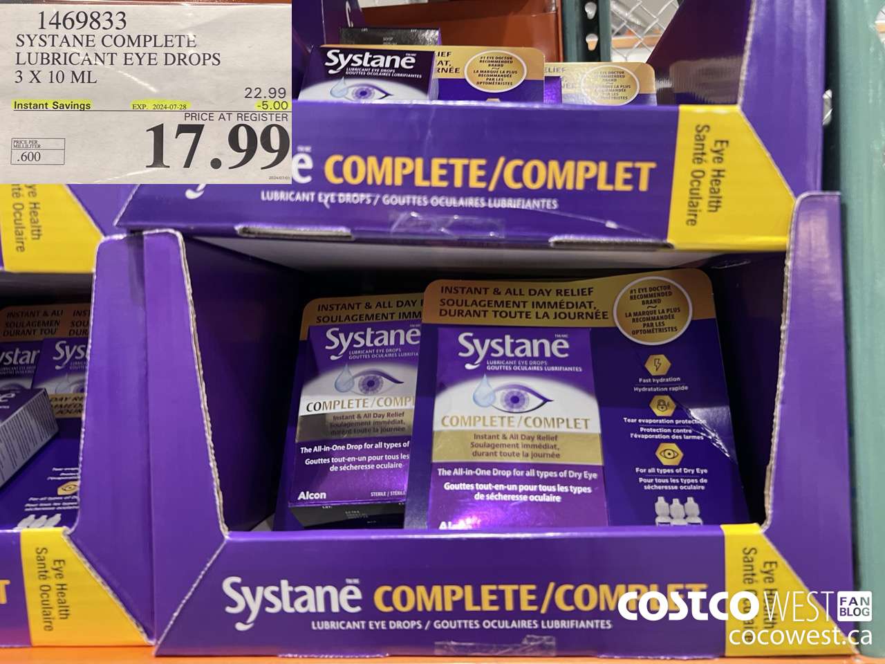 1469833 SYSTANE COMPLETE LUBRICANT EYE DROPS 3 X 10 ML ($5.00 INSTANT SAVINGS EXPIRES ON 2024-07-28) $17.99