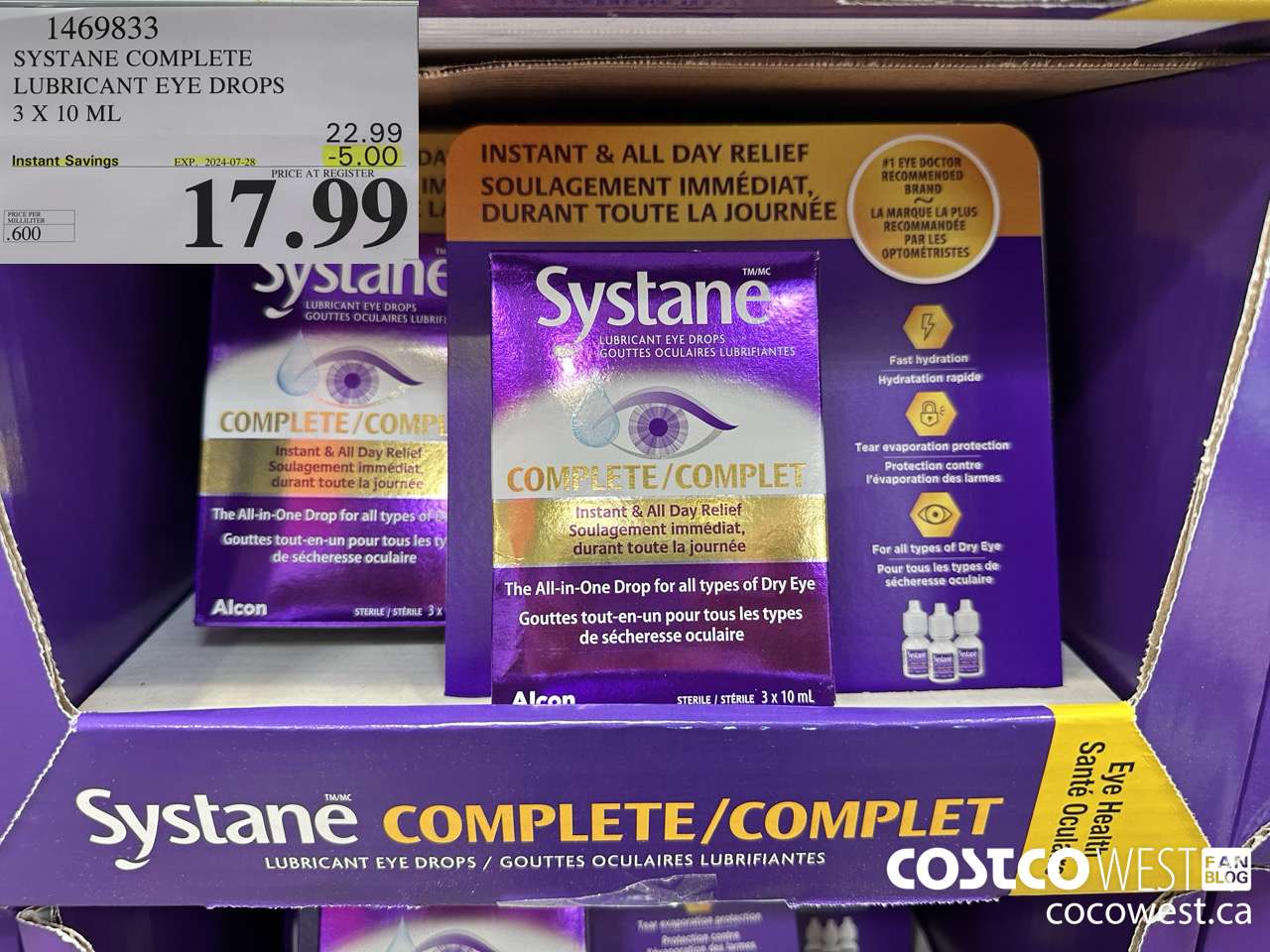 1469833 SYSTANE COMPLETE LUBRICANT EYE DROPS 3 X 10 ML ($5.00 INSTANT SAVINGS EXPIRES ON 2024-07-28) $17.99