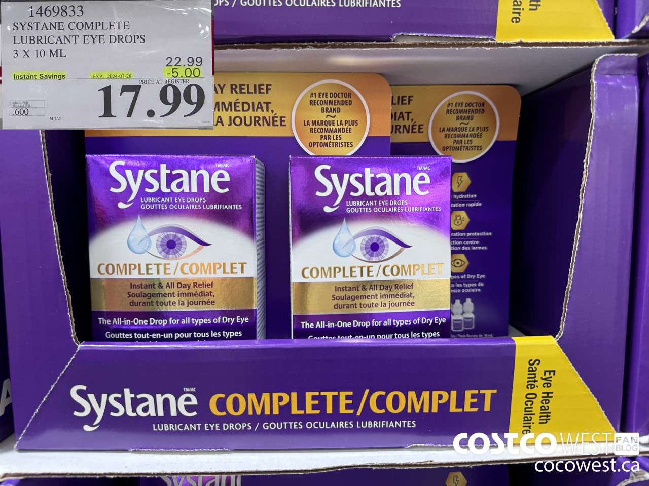 1469833 SYSTANE COMPLETE LUBRICANT EYE DROPS 3 X 10 ML ($5.00 INSTANT SAVINGS EXPIRES ON 2024-07-28) $17.99