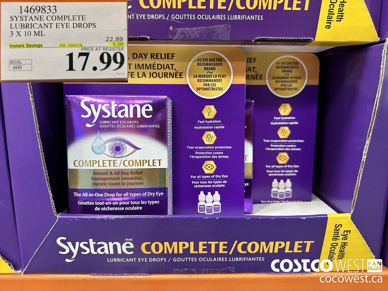 1469833 SYSTANE COMPLETE LUBRICANT EYE DROPS 3 X 10 ML ($5.00 INSTANT SAVINGS EXPIRES ON 2024-07-28) $17.99
