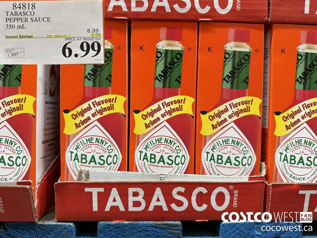 84818 TABASCO PEPPER SAUCE 350 ML ($2.00 INSTANT SAVINGS EXPIRES ON 2024-07-07) $6.99