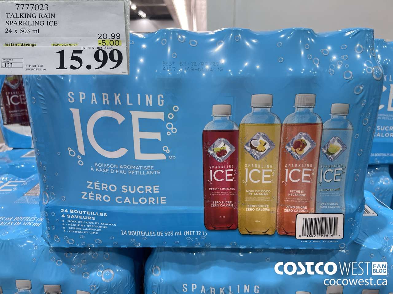 7777023 TALKING RAIN SPARKLING ICE 24 X 503ML ($5.00 INSTANT SAVINGS EXPIRES ON 2024-07-07) $15.99