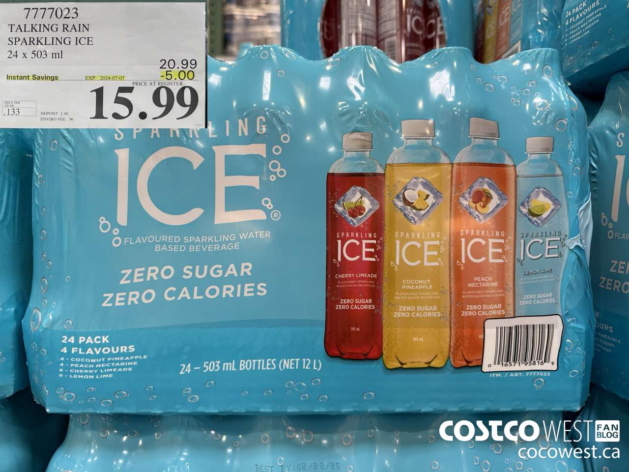7777023 TALKING RAIN SPARKLING ICE 24 X 503ML ($5.00 INSTANT SAVINGS EXPIRES ON 2024-07-07) $15.99