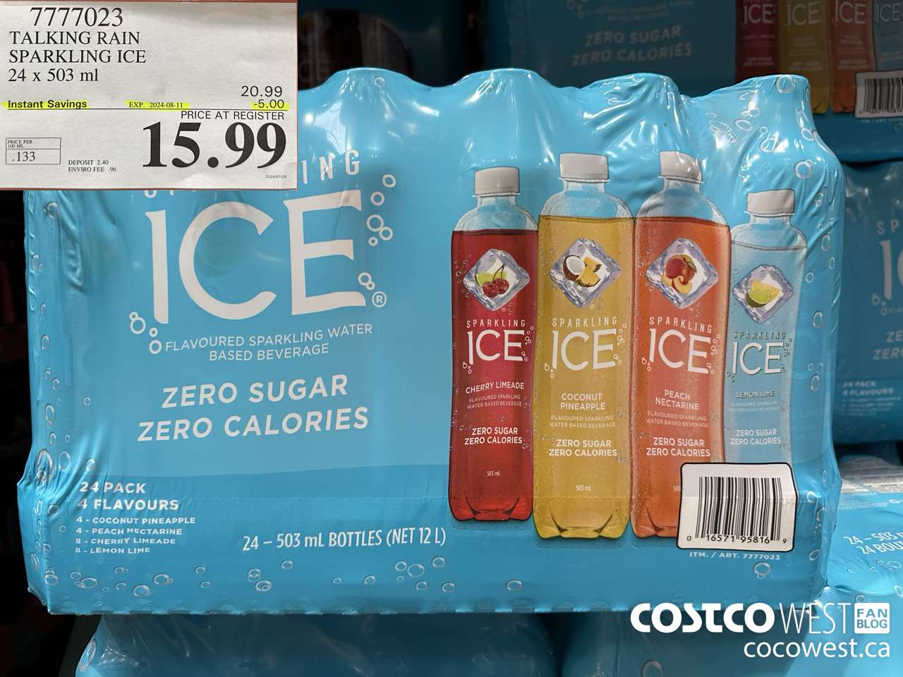 7777023 TALKING RAIN SPARKLING ICE 24 X 503ML ($5.00 INSTANT SAVINGS EXPIRES ON 2024-08-11) $15.99
