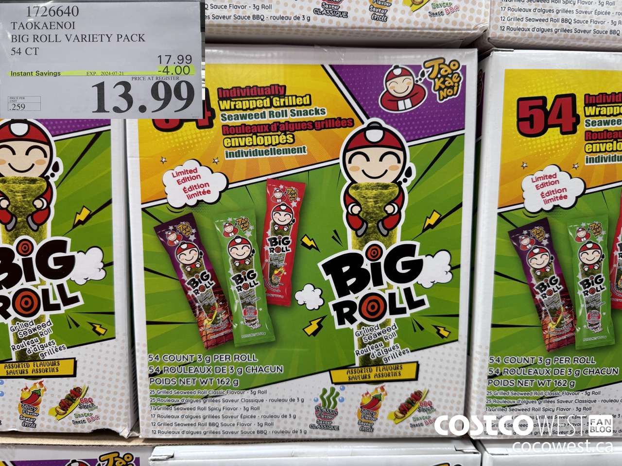 1726640 TAOKAENOI BIG ROLL VARIETY PACK 54 CT ($4.00 INSTANT SAVINGS EXPIRES ON 2024-07-21) $13.99
