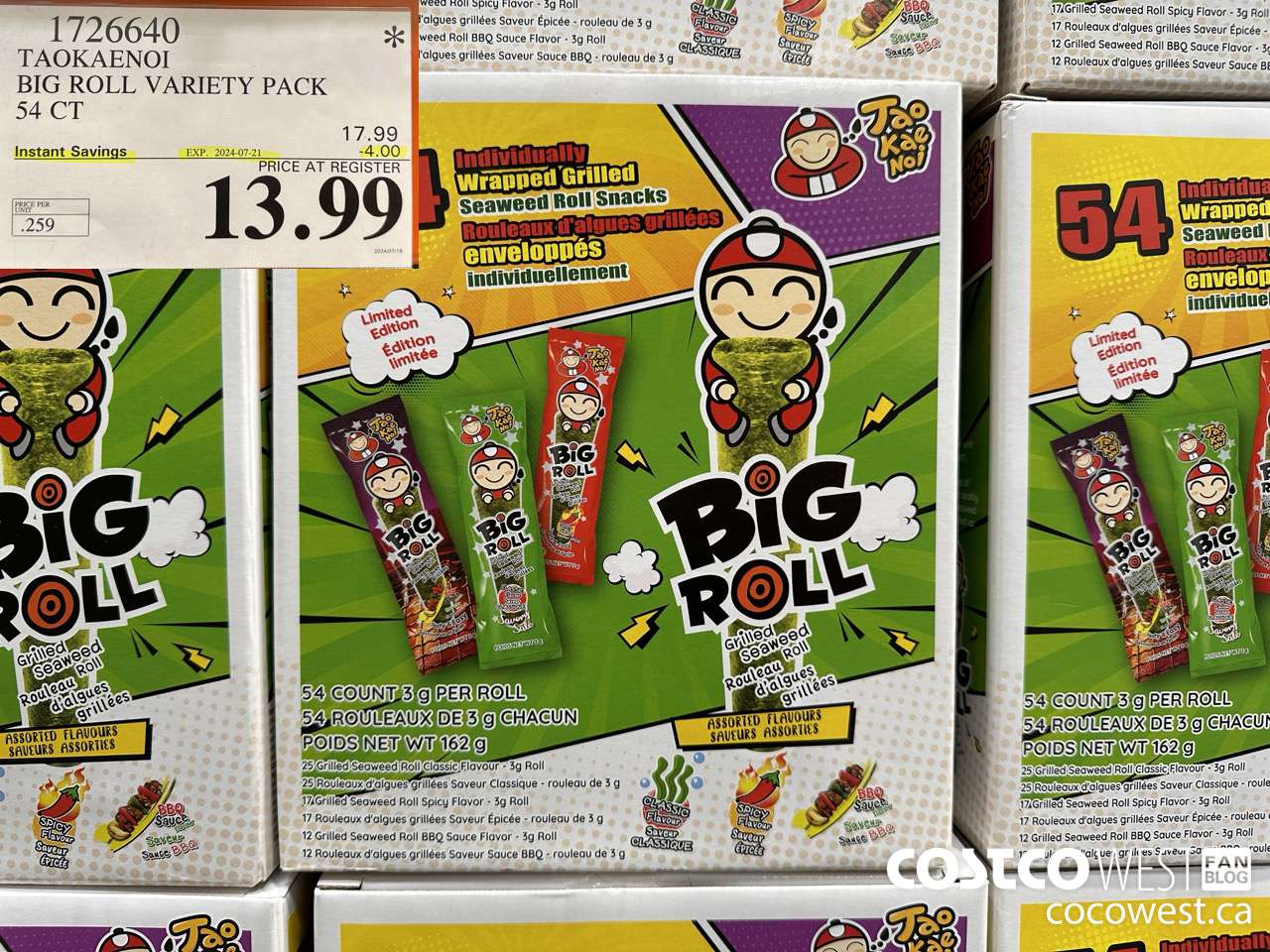 1726640 TAOKAENOI BIG ROLL VARIETY PACK 54 CT ($4.00 INSTANT SAVINGS EXPIRES ON 2024-07-21) $13.99