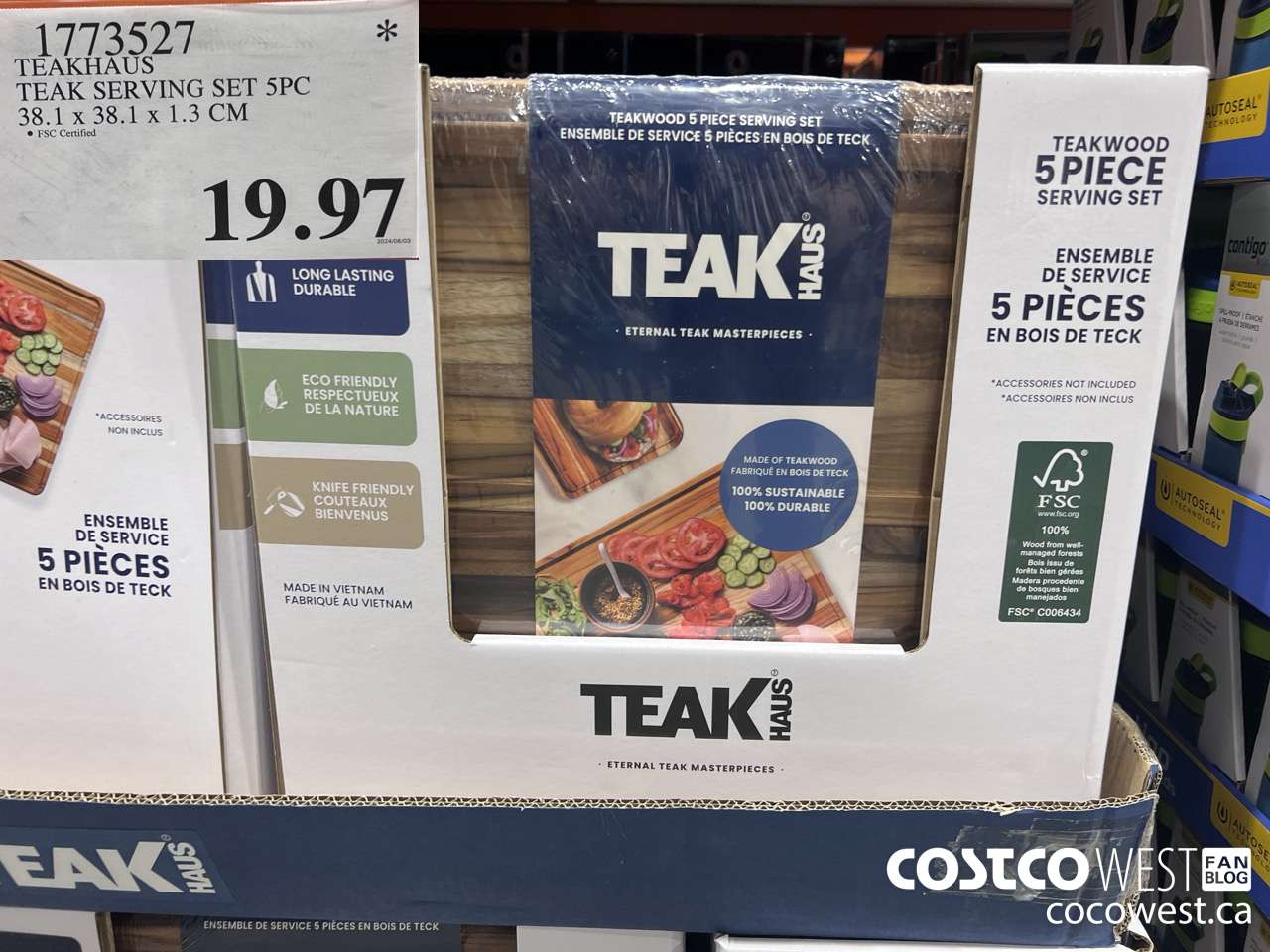 1773527 TEAKHAUS TEAK SERVING SET 5PC 38.1 x 38.1 x 1.3 CM  $19.97