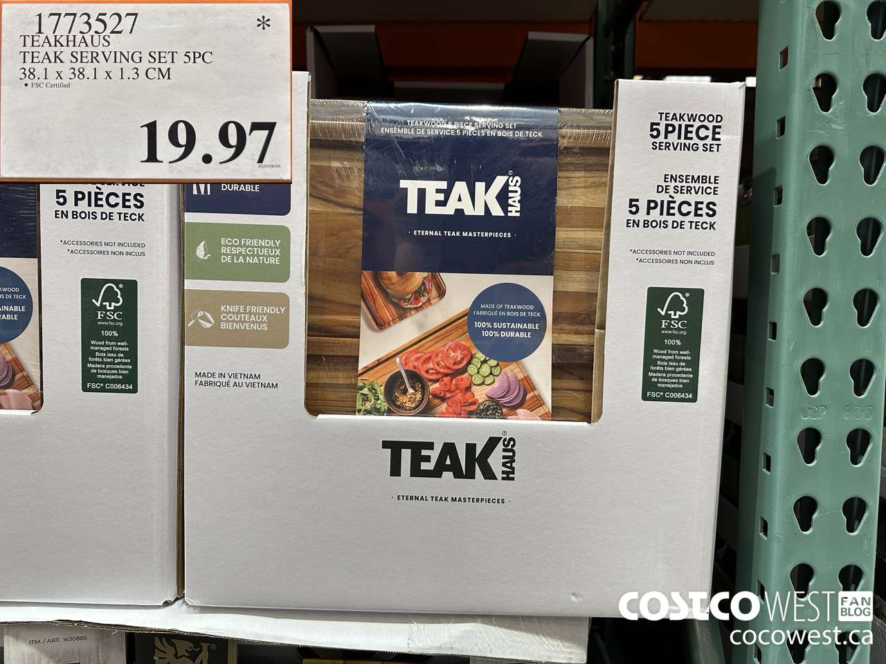 1773527 TEAKHAUS TEAK SERVING SET 5PC 38.1 x 38.1 x 1.3 CM  $19.97