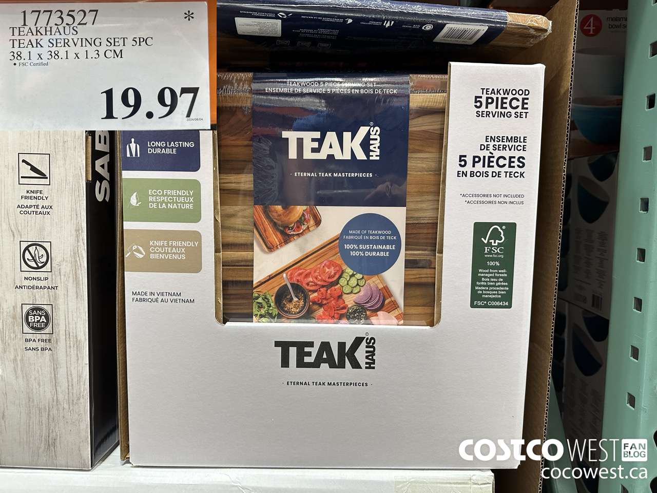 1773527 TEAKHAUS TEAK SERVING SET 5PC 38.1 x 38.1 x 1.3 CM  $19.97